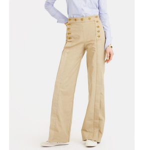 J. Crew Cotton Sailor Pant, Khaki, Size 6